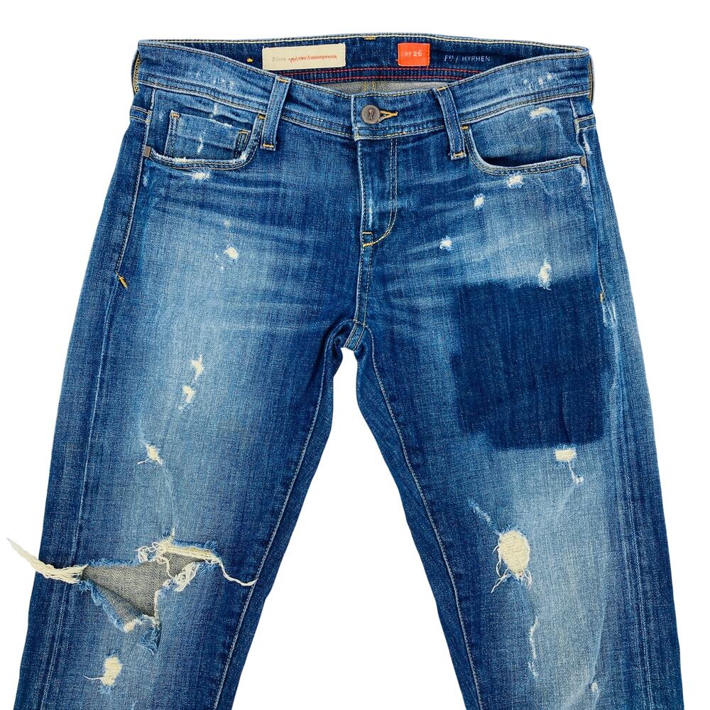 Anthropologie Pilcro and the Letterpress Hyphen Jeans Distressed Size 26